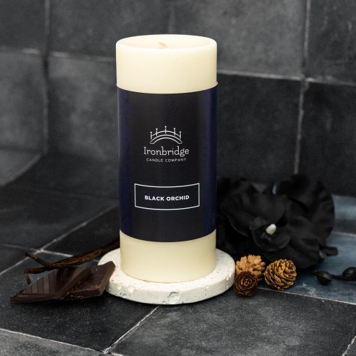 Black Orchid Pillar Candle - Large