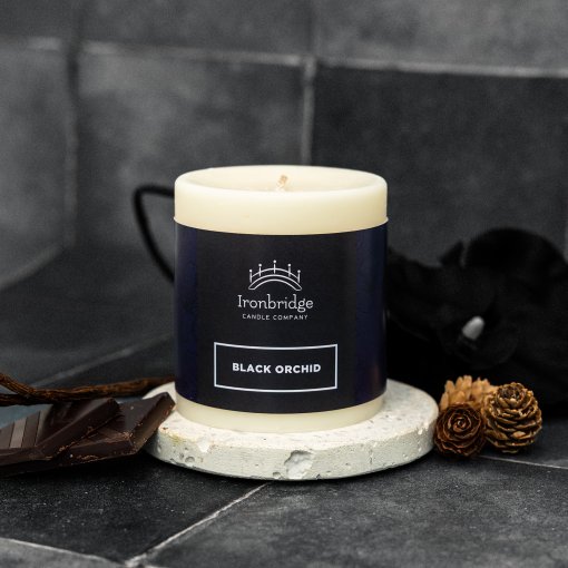 Black Orchid Pillar Candle - Small