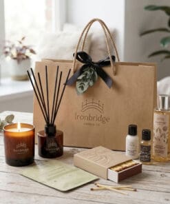 Candle & Skin Care Discovery Gift Set - with Amber Woods Candle, Frankincense Reed Diffuser, matching Dark Honey lotion, hand wash & body wash