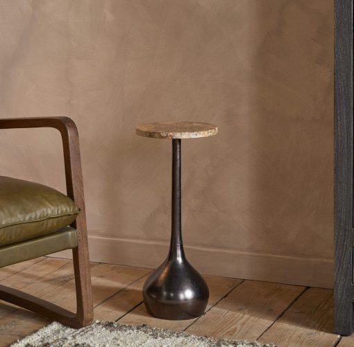 Israj Marble & Iron Side Table - Image 2